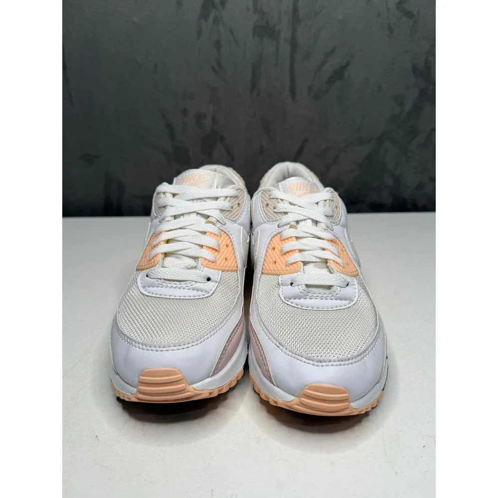 Nike Women’s Air Max 90 Sneakers in White and Peach - Picture 4 of 9